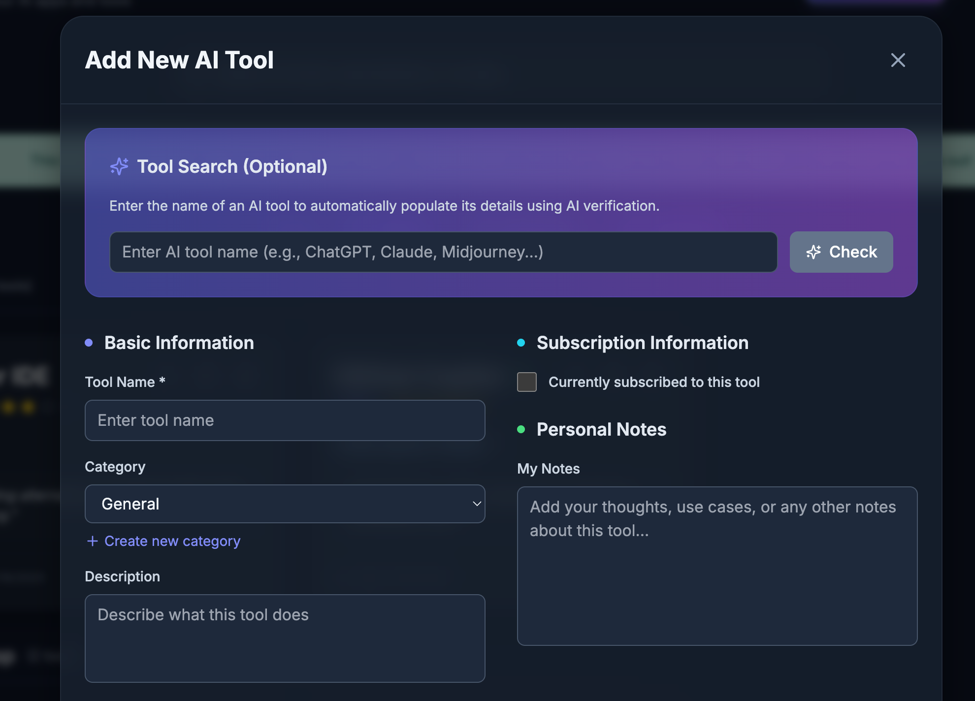 featuring tool addition interface